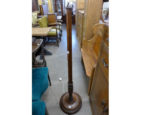 An oak standard lamp