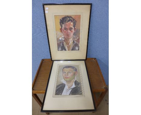 Bernard Parker, portrait of a gentleman, pastel and one other unsigned