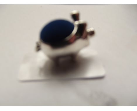 Silver stamped pin cushion, pig