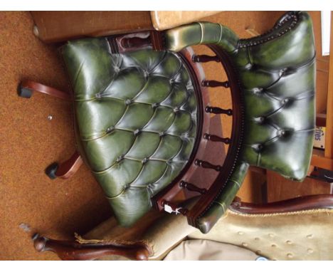 Green deep button leather desk swivel chair 