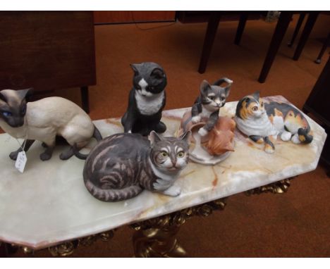 Collection of 5 ceramic cats 