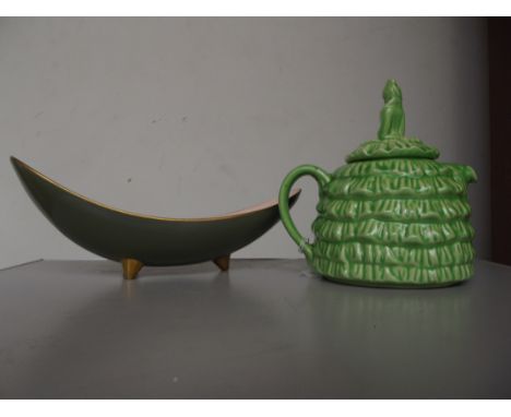 Carltonware bowl with trade label together with a teapot 