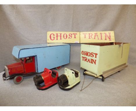 1950's model fairground, ghost train with model fairground lorry PLEASE always check condition before bidding or email condit