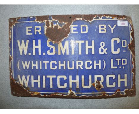 Vintage enamel sign 'W.H.Smith & Co. Whitchurch Ltd.' 25Hx40W PLEASE always check condition before bidding or email condition