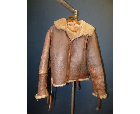 Vintage brown leather, fleece lined, flying jacket PLEASE always check condition before bidding or email condition report req