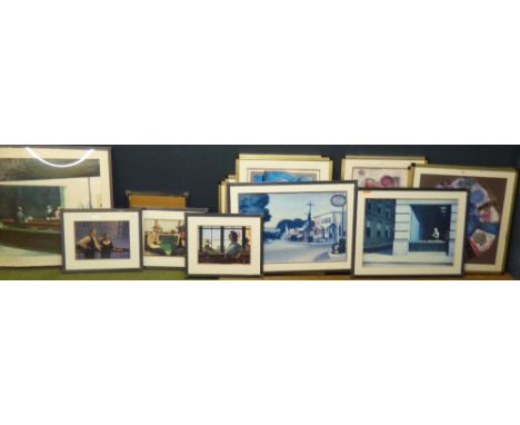 Qty of poster prints to include after Vettriano, Edward Hopper & others (15) PLEASE always check condition before bidding or 