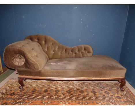 Victorian button upholstered chaise longue PLEASE always check condition before bidding or email condition report request. 