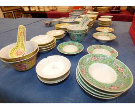 Collection of modern Chinese tea bowls & saucers PLEASE always check condition before bidding or email condition report reque