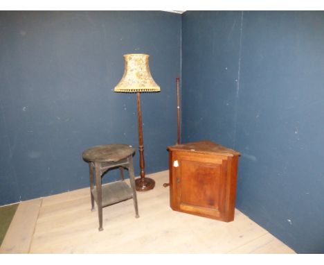 2 standard lamp, occassional table, and corner cupboard PLEASE always check condition before bidding or email condition repor