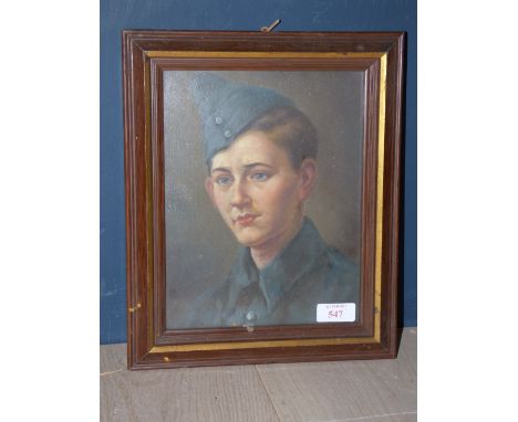 Oil painting portrait of a military man in Airman's uniform PLEASE always check condition before bidding or email condition r