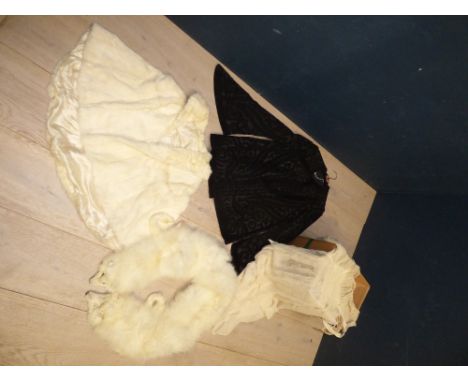 Vintage ladies white fur shawl, white fur stole, 2 evening bags & vintage clothing PLEASE always check condition before biddi