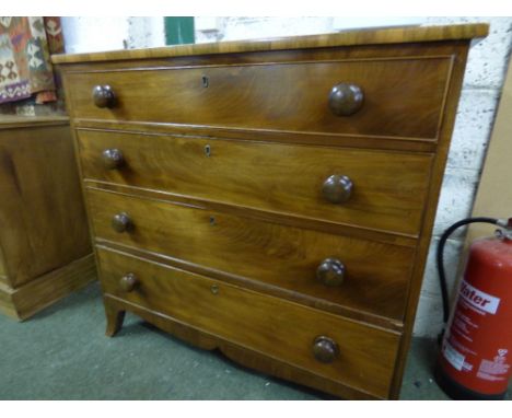 Good Victorian mahogany straight front chest of 4 long graduated drawers on splayed bracket feet 102W x 98H cm PLEASE always 