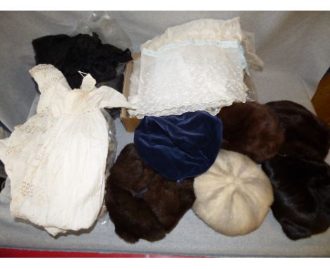 5 vintage ladies fur hats & qty of lace handbags PLEASE always check condition before bidding or email condition report reque