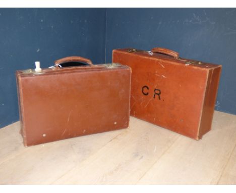 2 vintage brown leather cases PLEASE always check condition before bidding or email condition report request. 