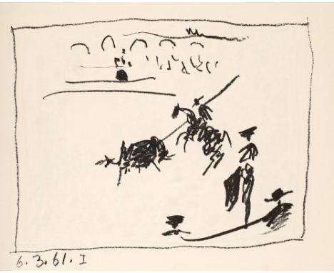 Picasso, Pablo - - Jaime Sabartés. "A los toros" mit Picasso. Mit 4 (1 farb.) Original-Lithographien von Pablo Picasso und 10