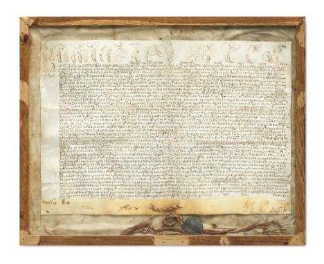 Benedikt XIV. (Prospero Lambertini). Päpstliche Bulle. Lateinische Handschrift auf Pergament. Kanzlei von Benedikt XIV. (1740