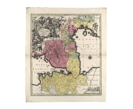 Russland - Finnland - - Matthäus Seutter.  (1678 - 1757). Sammlung von zwei alten Karten mit dem russisch-finnischen Grenzgeb
