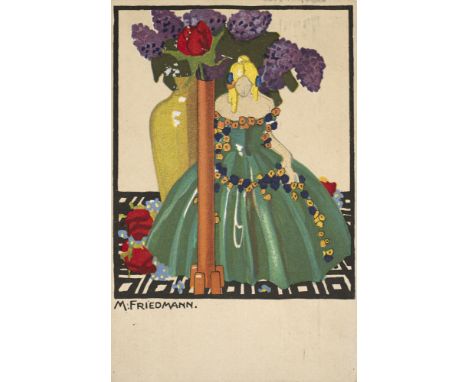 Wiener Werkstätte - - Mitzi Friedmann. Original Postkarte der Wiener Werkstätte No. 543. Um 1920. Lithographie auf Papier. 14
