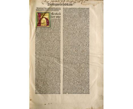 Inkunabeln - Biblia Latina - - Nikolaus de Lyra. Biblia cum postillis Nicolai de Lyra et expositionibus G. Britonis in omnes 