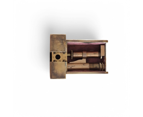 Late 19th centaury Nachet Et Fils Paris France  mini microscope, complete with its original engraved brass case , to include 