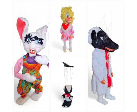 A set of six Carl Clifford Minipops puppets together with two manuscripts detailing the story of the Minipops and the Cliffor