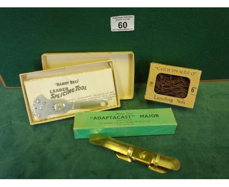 Fishing Paraphernalia, Adaptacast Major Hardy Bell header Spicing Tool American, and a boxed Cathe them Alive, landing net 3 