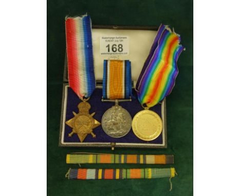 Group of WW1 3 medals, 1914-1918 medal awarded to Gunner J Hartley, regiment RA, Army No:64765 and a Great War for Civilisati
