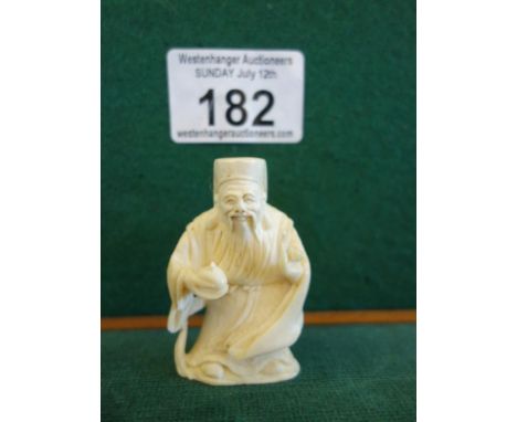 Small Netsuke of a Happy Monk 2" tall