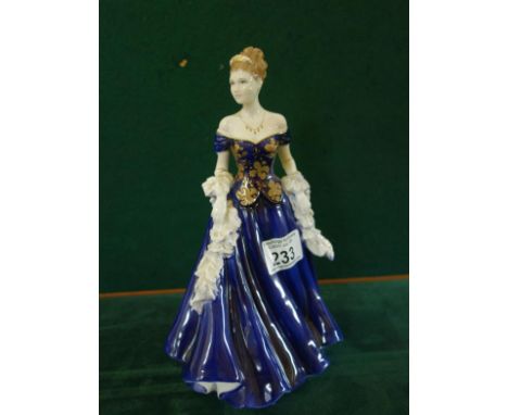 Royal Worcester figurine of the Year 2001 Lauren, 9.1/2" tall in a blue dress you can now bid live on all our lots via thesal