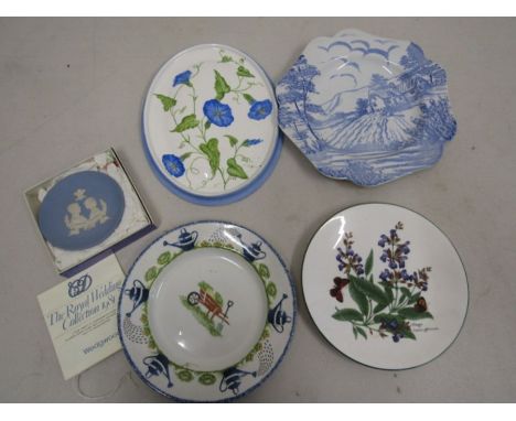 Wedgwood Jasperware commemorative boxed plate, Spode plate and others