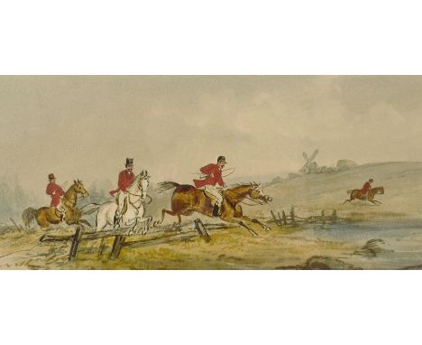 19th Century English School. A Coaching Scene, Watercolour, 5" x 10.5", and the companion piece, a Hunting Scene, a pair (2).