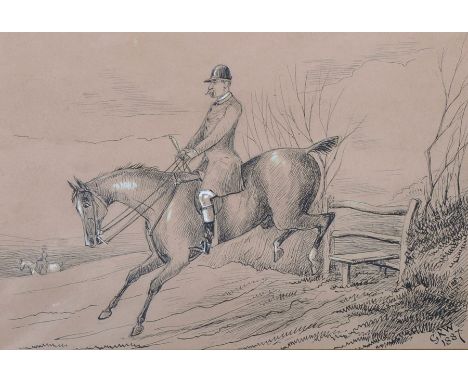George Robert Winter (1826-1898) British. A Hunting Scene, Pencil, Pen, Ink with White Highlighting, Signed and Dated 1887, 7