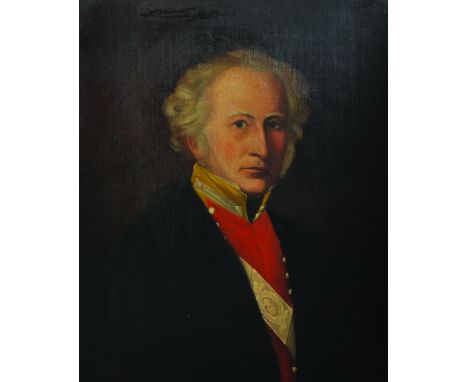 19th Century English School. Portrait of a Military Man, Oil on Canvas, in a Good Gilt Hollow Frame, 24" x 20, and the compan