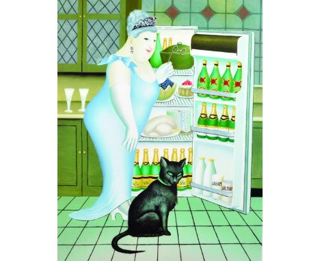 Beryl Cook (1926-2008) British. 'Percy at the Fridge', Lithograph, Signed and numbered 67/300 in Pencil, overall 23.25" x 18.