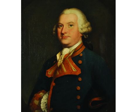Attributed to Thomas Hudson. Portrait of a Naval Officer, Oil on Canvas, Inscribed 'Lord B........., Served under Prince Char