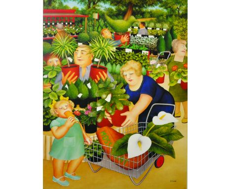 Beryl Cook (1926-2008) British. 'Garden Centre', Lithograph, Signed and numbered 763/850 in Pencil, overall 21.25" x 15.75". 