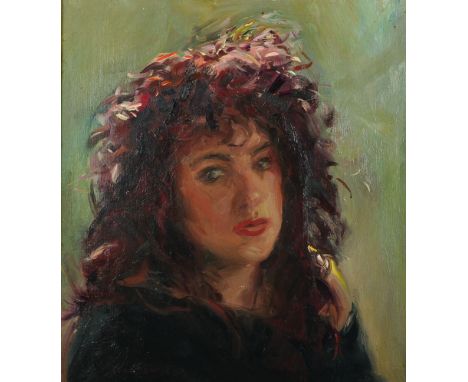 Howard Morgan (1949-   ) British. Portrait of a Girl, with the Light in her Hair, Oil on Canvas, Signed and Dated 'XI 86', 19