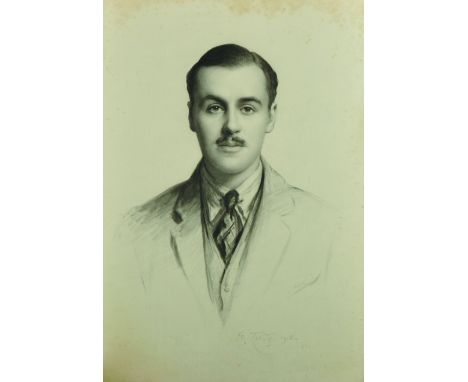 Ellis William Roberts (1860-1930) British. Portrait of a Man, with a Moustache, Charcoal, Signed and Dated 1915, 30" x 21", a