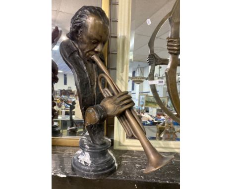 THE FAMOUS TRUMPET PLAYER MILES DAVIS CAST IN BRONZE 60CMS TALL APPROX