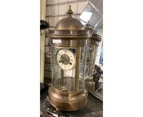 LARGE BRONZE &amp; GLASS CLOCK - 55 CMS