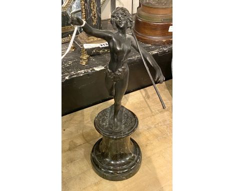 BRONZE ART DECO FIGURE - SIGNED 33CMS (H) 