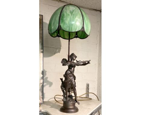 FIGURAL NEOCLASSICAL LADY BRONZE LAMP A/F - 62 CMS EXCLUDING SHADE