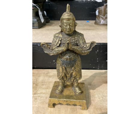 GILT BRONZE CHINESE FIGURE - 23.5 CMS (H) APPROX