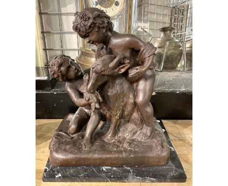SIGNED NEOCLASSICAL BRONZE CHERUB FIGURE