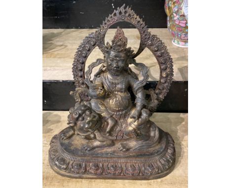 LARGE CHINESE BRONZE FIGURE WITH SHRINE - 33 CMS (H) APPROX
