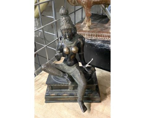 BRONZE SEATED GOD PARVATI BHAKTI - 26CMS (H) 