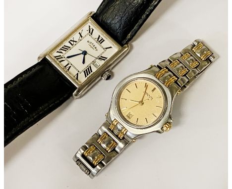 ROTARY TANK GENTS WATCH WITH GUCCI LADIES WATCH (ONE STERLING SILVER)