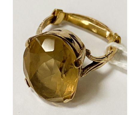 9CT GOLD CITRINE RING (SPRING DE-SIZER FITTED) SIZE K