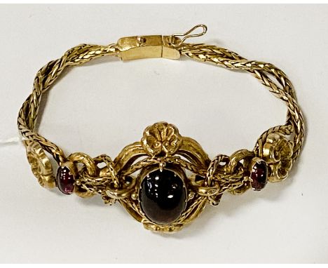 VINTAGE (POSSIBLE EDWARDIAN) GOLD &amp; SEMI- PRECIOUS STONE BRACELET