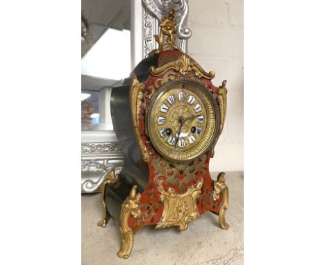 FRENCH BOULLE MANTLE CLOCK 30CMS